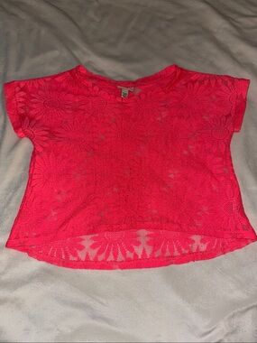 Cherokee Lace Crop Top - Hot Pink